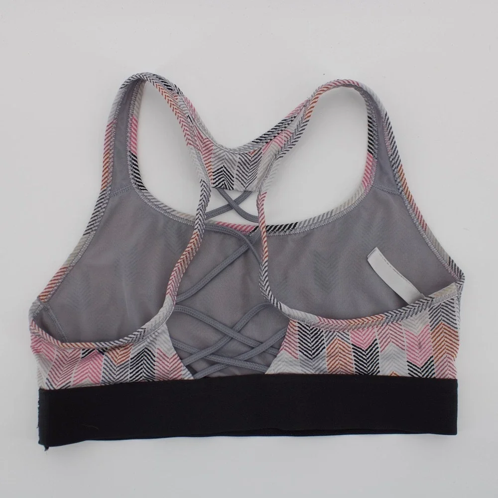Victoria Sport Sports Bra Womens L M Multi Geometric Chevron Racerback Strappy